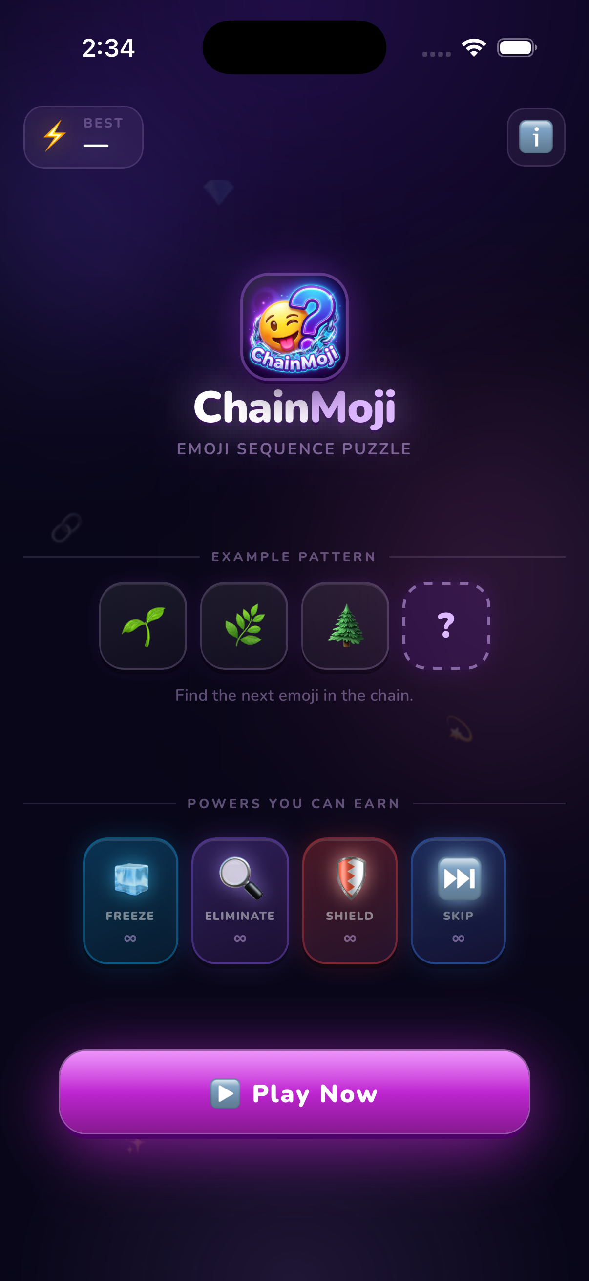 ChainMoji home screen
